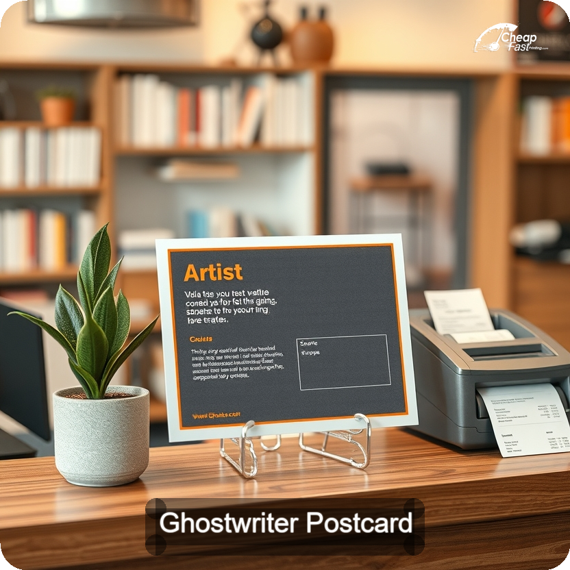 Ghostwriter Postcard Sample 03 · 5" x 5" design sample
