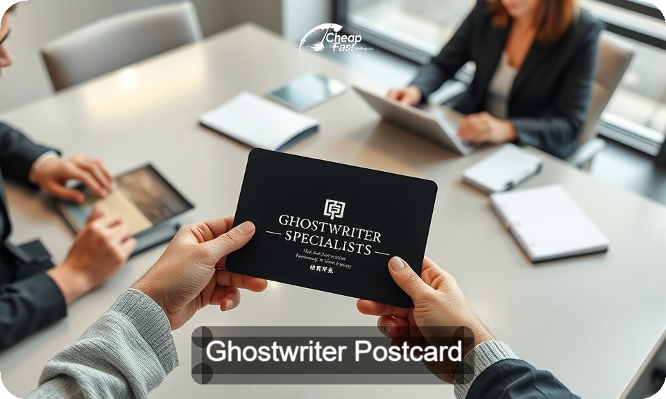 Ghostwriter Postcard Sample 05 · 4" x 9" design sample