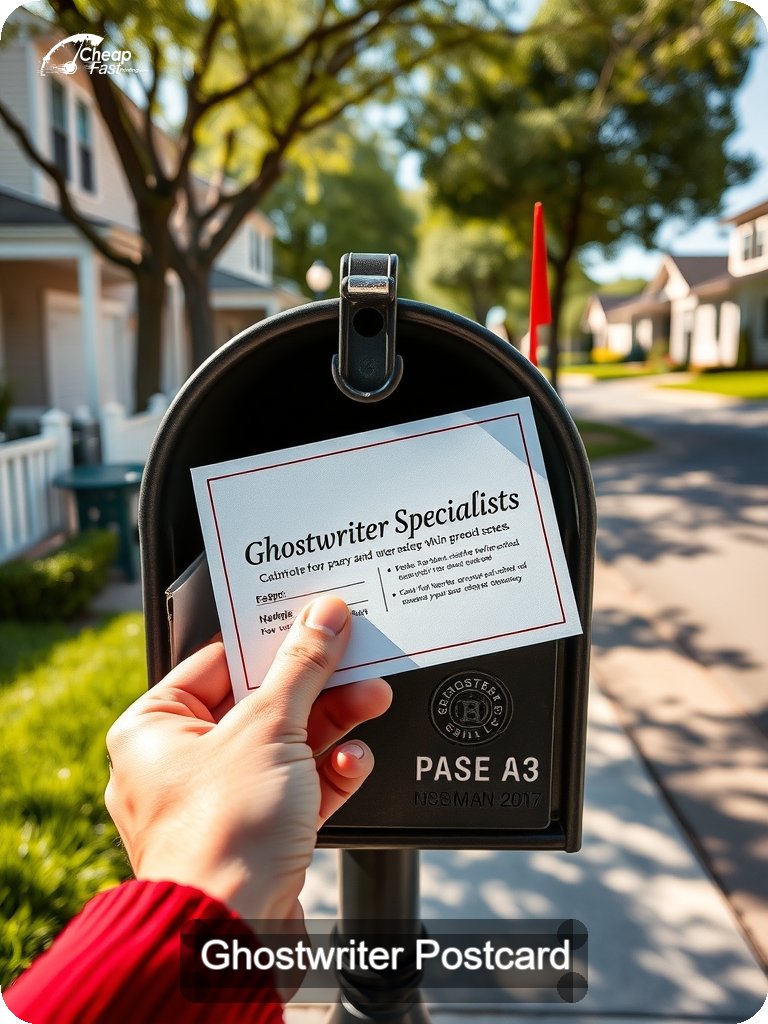 Ghostwriter Postcard Sample 10 · 5" x 7" design sample