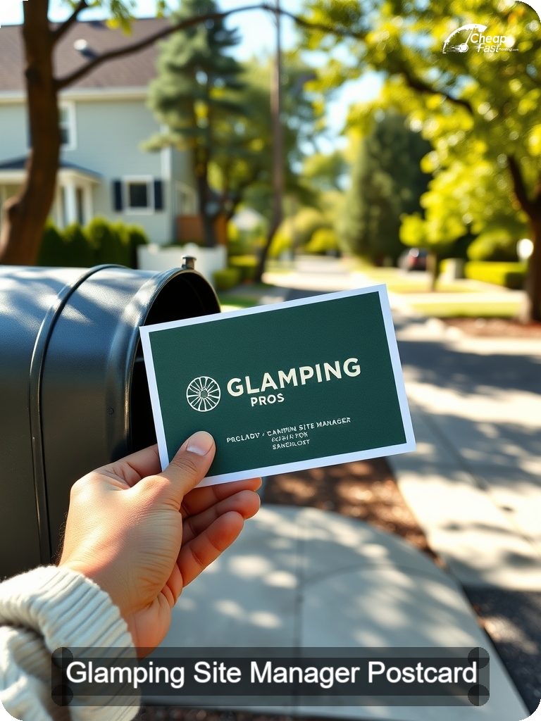 Glamping Site Manager Postcard Sample 03 · 5" x 7" design sample