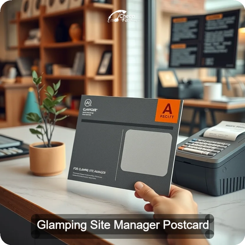 Glamping Site Manager Postcard Sample 06 · 5" x 5" design sample