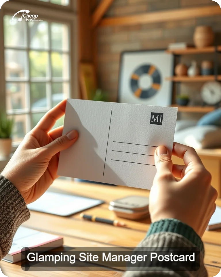 Glamping Site Manager Postcard Sample 07 · 4.25" x 5.5" design sample