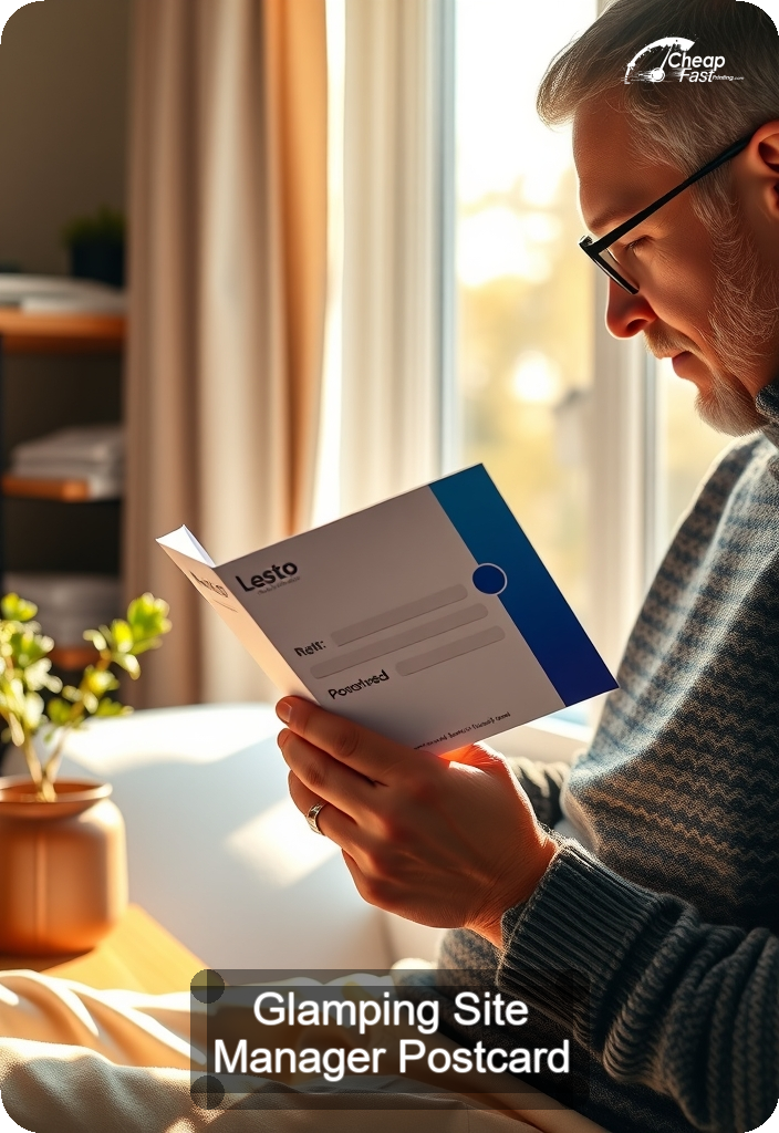 Glamping Site Manager Postcard Sample 09 · 4.5" x 6.5" design sample