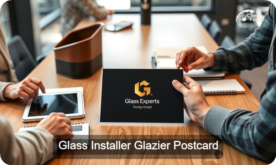 Glass Installer Glazier Postcard Sample 09 · 4" x 9" design sample