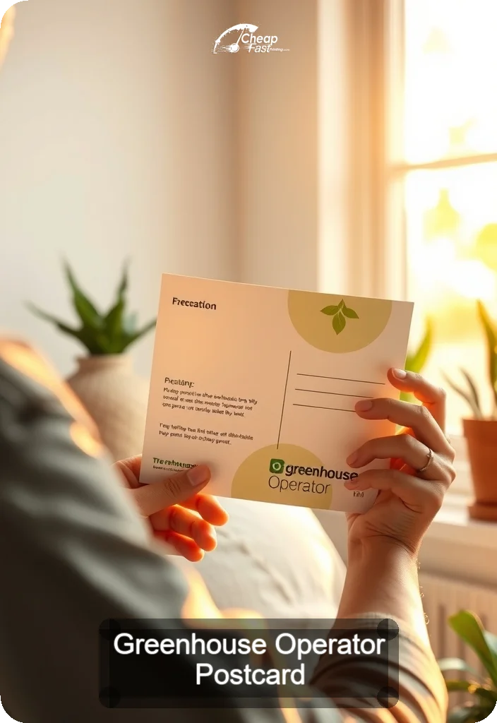 Greenhouse Operator Postcard Sample 04 · 4.5" x 6.5" design sample