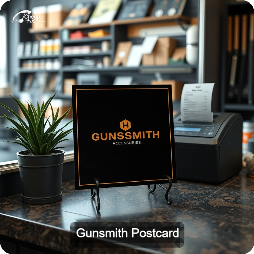 Gunsmith Postcard Sample 02 · 5" x 5" design sample