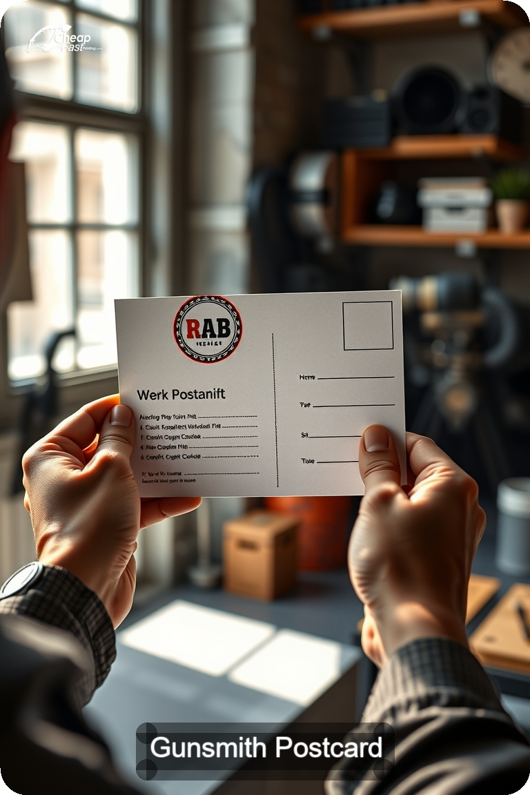 Gunsmith Postcard Sample 07 · 4.5" x 11" design sample