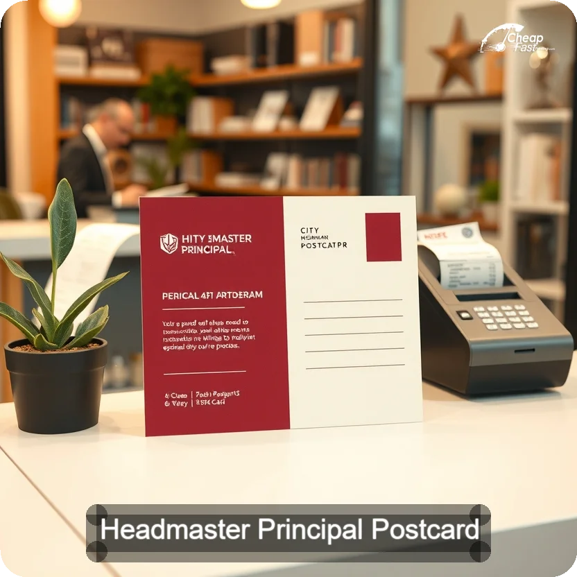 Headmaster Principal Postcard Sample 09 · 5" x 5" design sample
