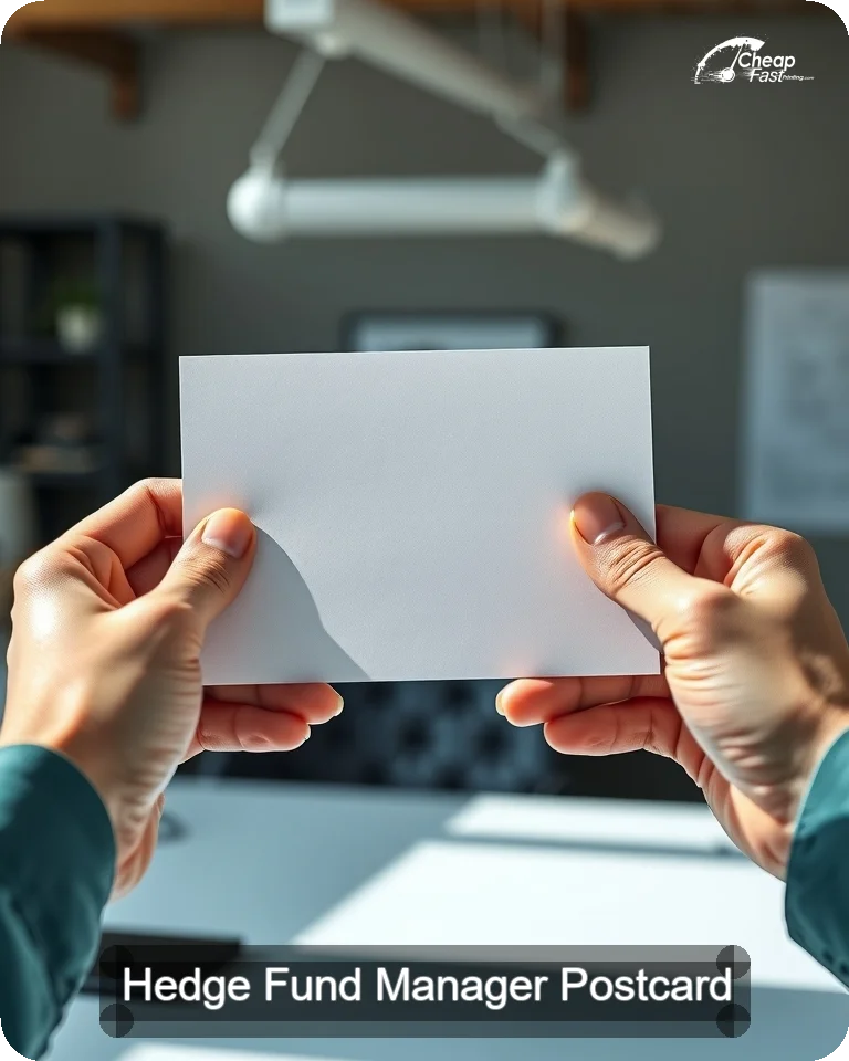 Hedge Fund Manager Postcard Sample 01 · 4.25" x 5.5" design sample