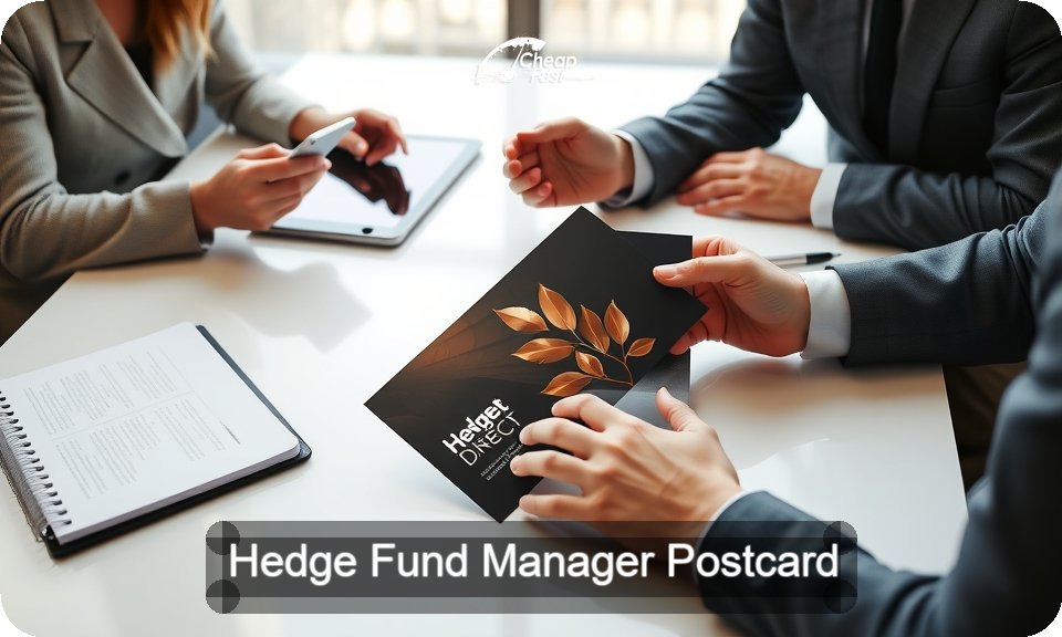 Hedge Fund Manager Postcard Sample 02 · 4" x 9" design sample