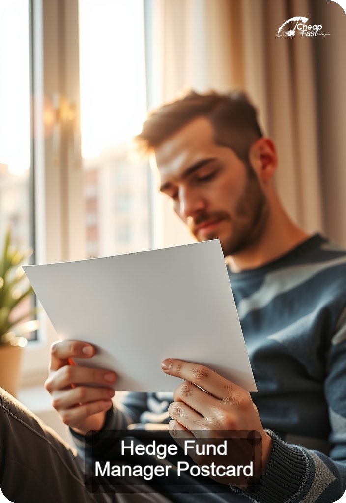 Hedge Fund Manager Postcard Sample 03 · 4.5" x 6.5" design sample