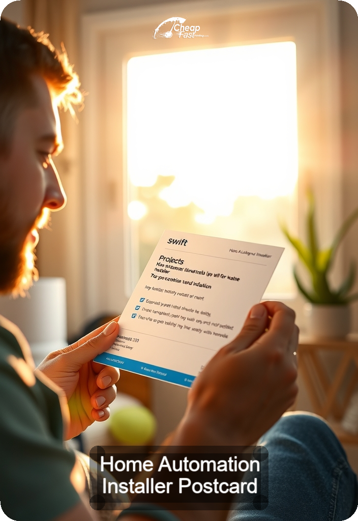 Home Automation Installer Postcard Sample 04 · 4.5" x 6.5" design sample