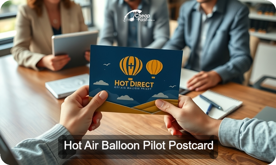 Hot Air Balloon Pilot Postcard Sample 02 · 4" x 9" design sample
