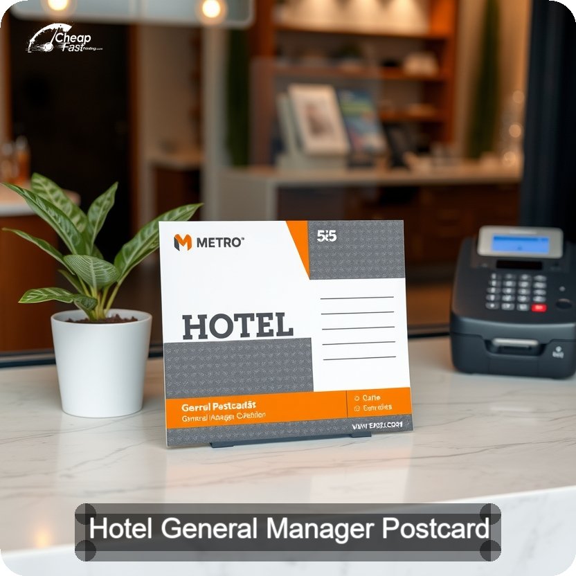 Hotel General Manager Postcard Sample 08 · 5" x 5" design sample