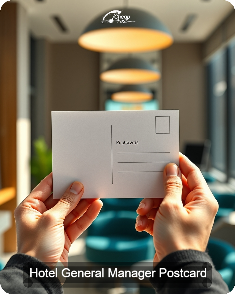 Hotel General Manager Postcard Sample 09 · 4.25" x 5.5" design sample