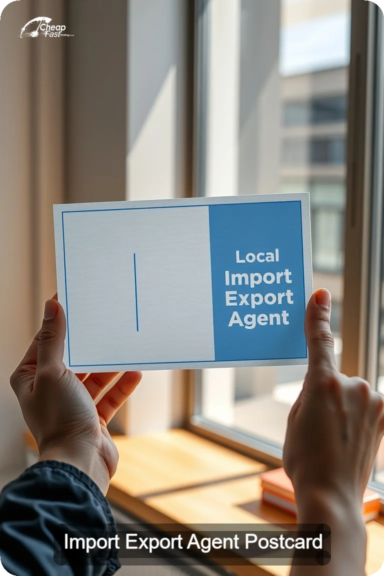 Import Export Agent Postcard Sample 01 · 4.5" x 11" design sample