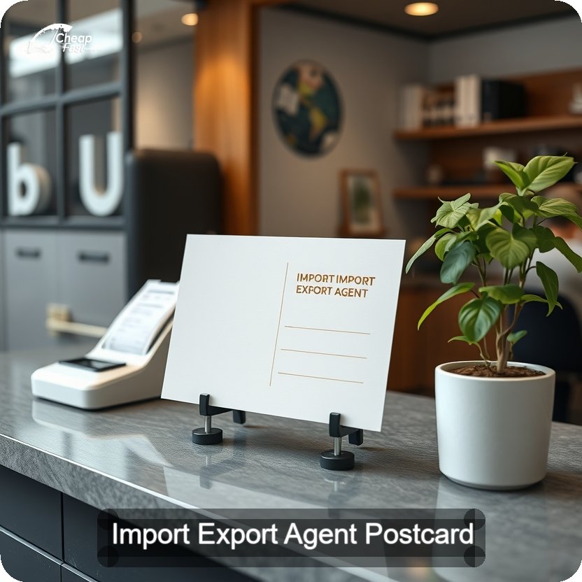 Import Export Agent Postcard Sample 06 · 5" x 5" design sample