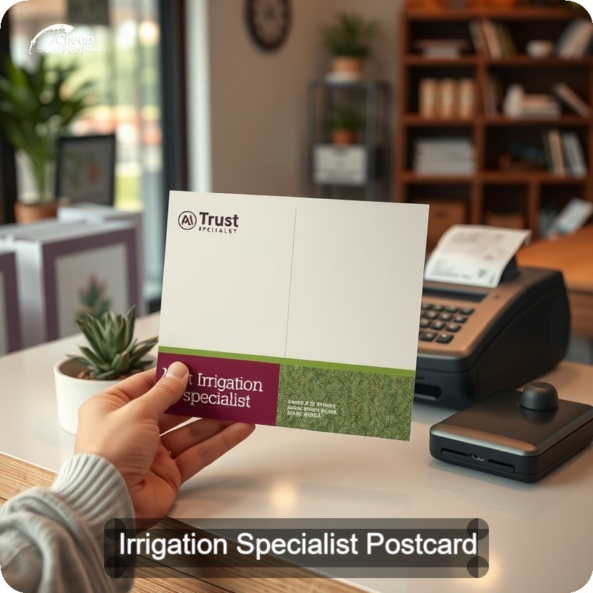 Irrigation Specialist Postcard Sample 01 · 5" x 5" design sample