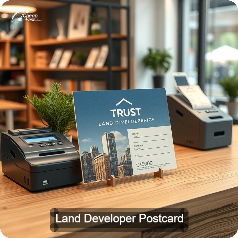 Land Developer Postcard Sample 01 · 5" x 5" design sample