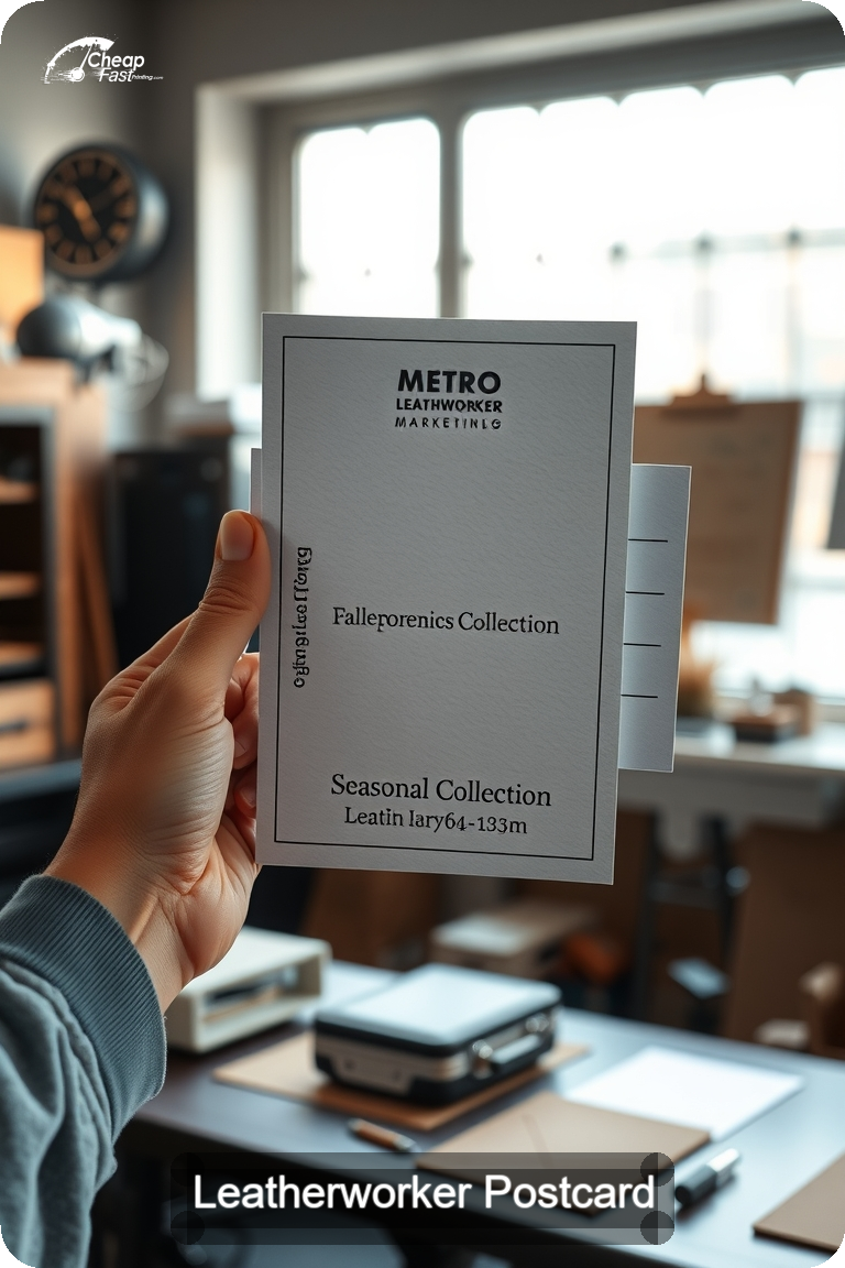 Leatherworker Postcard Sample 03 · 4.5" x 11" design sample