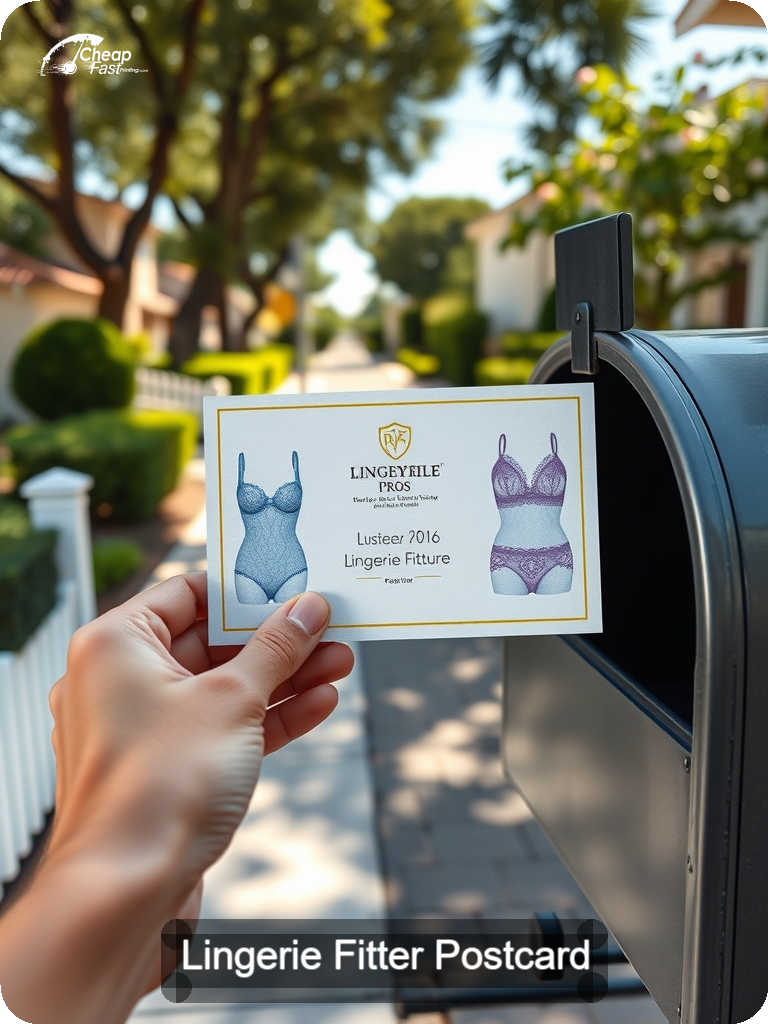 Lingerie Fitter Postcard Sample 03 · 5" x 7" design sample