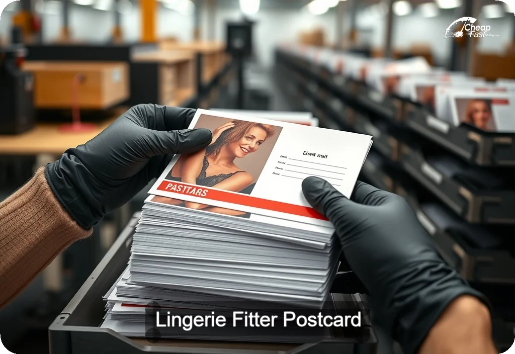 Lingerie Fitter Postcard Sample 05 · 6" x 11" design sample