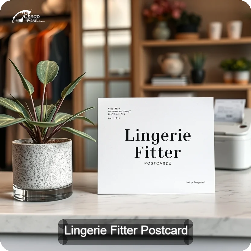 Lingerie Fitter Postcard Sample 06 · 5" x 5" design sample