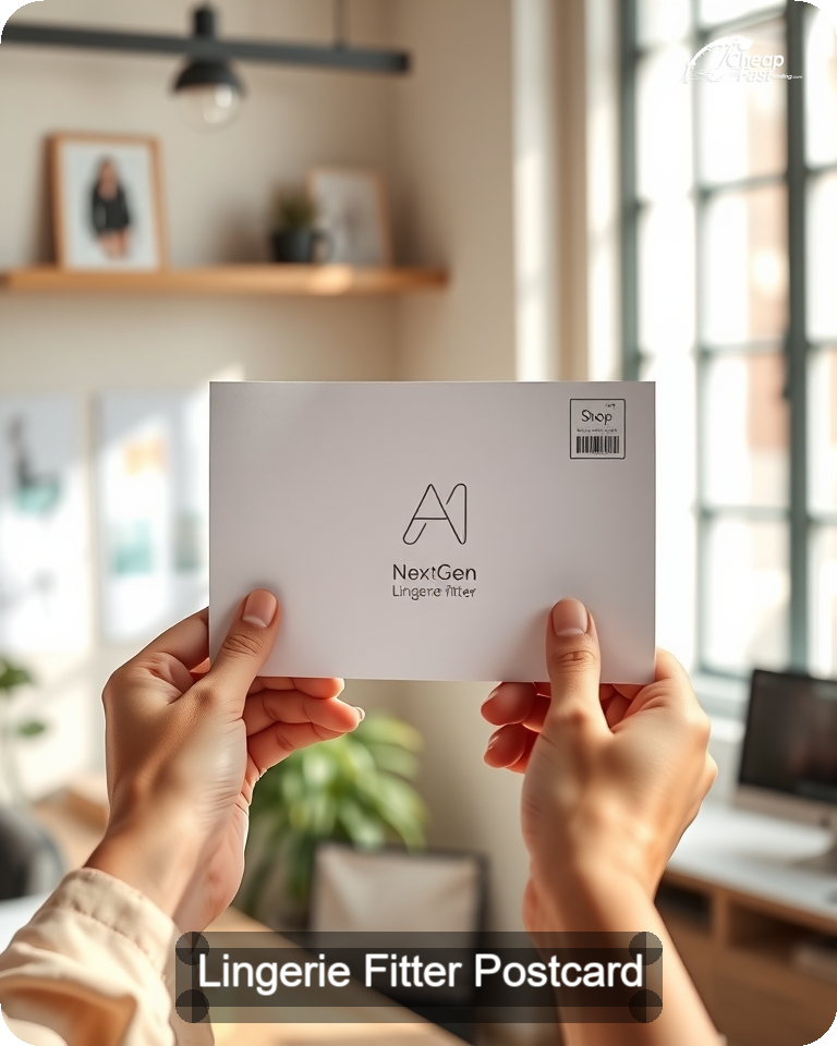 Lingerie Fitter Postcard Sample 07 · 4.25" x 5.5" design sample