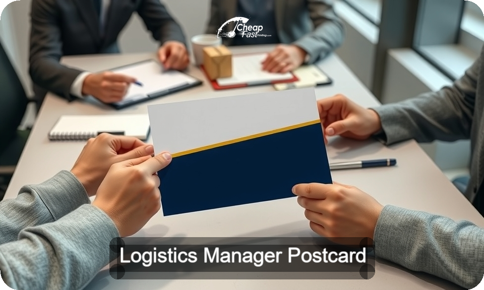 Logistics Manager Postcard Sample 01 · 4" x 9" design sample