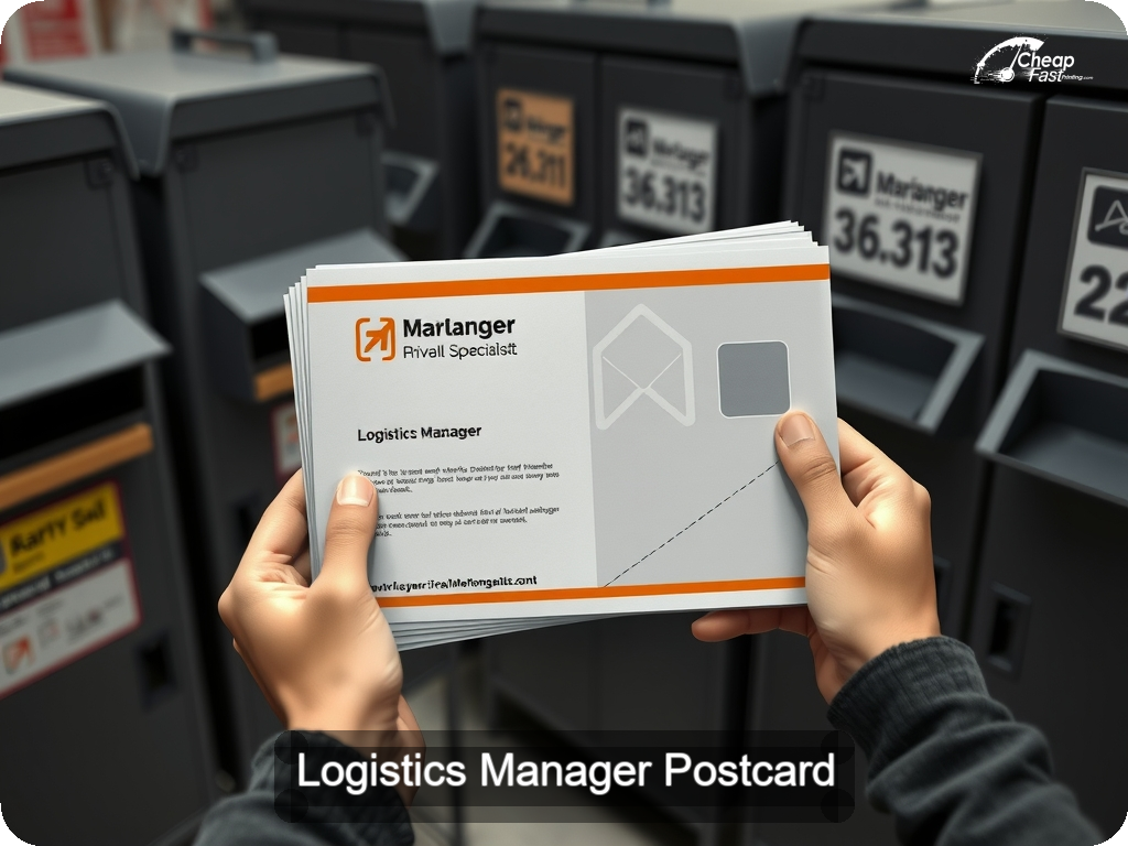 Logistics Manager Postcard Sample 03 · 6.5" x 9" design sample