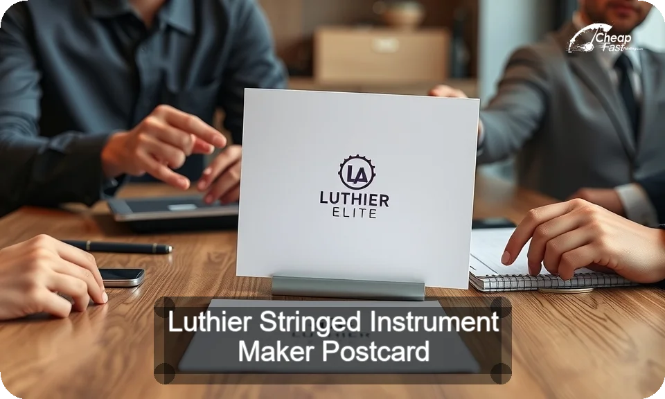 Luthier Stringed Instrument Maker Postcard Sample 04 · 4" x 9" design sample