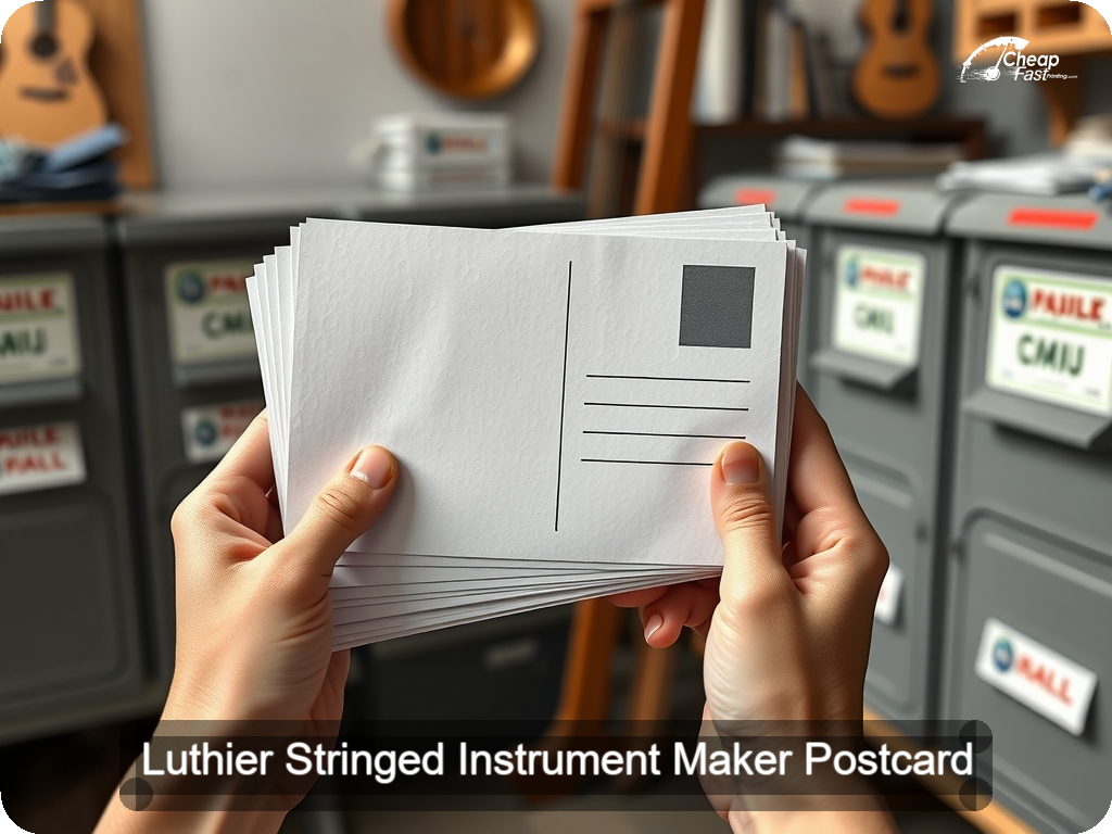 Luthier Stringed Instrument Maker Postcard Sample 06 · 6.5" x 9" design sample