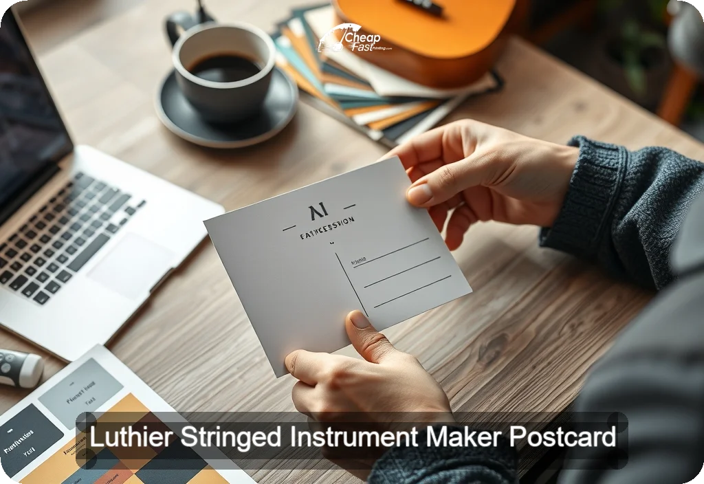 Luthier Stringed Instrument Maker Postcard Sample 08 · 4" x 6" design sample