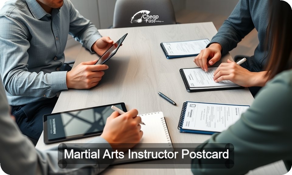 Martial Arts Instructor Postcard Sample 06 · 4" x 9" design sample