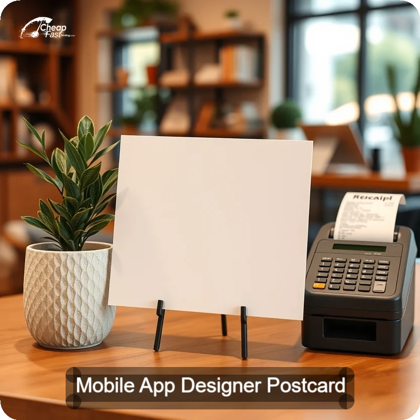 Mobile App Designer Postcard Sample 03 · 5" x 5" design sample