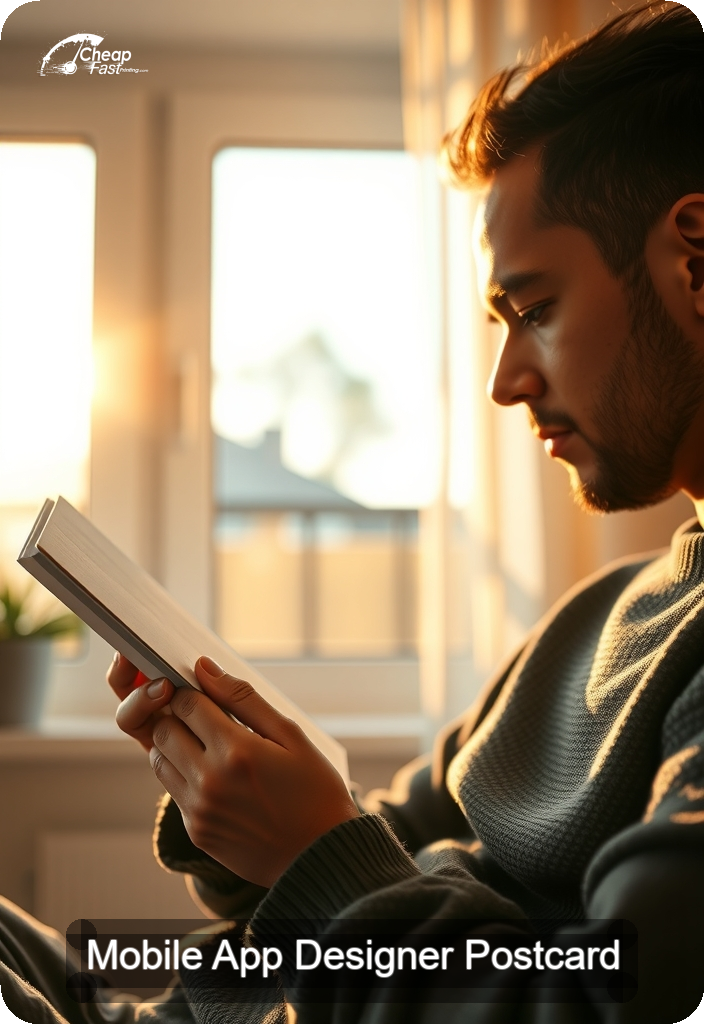 Mobile App Designer Postcard Sample 06 · 4.5" x 6.5" design sample