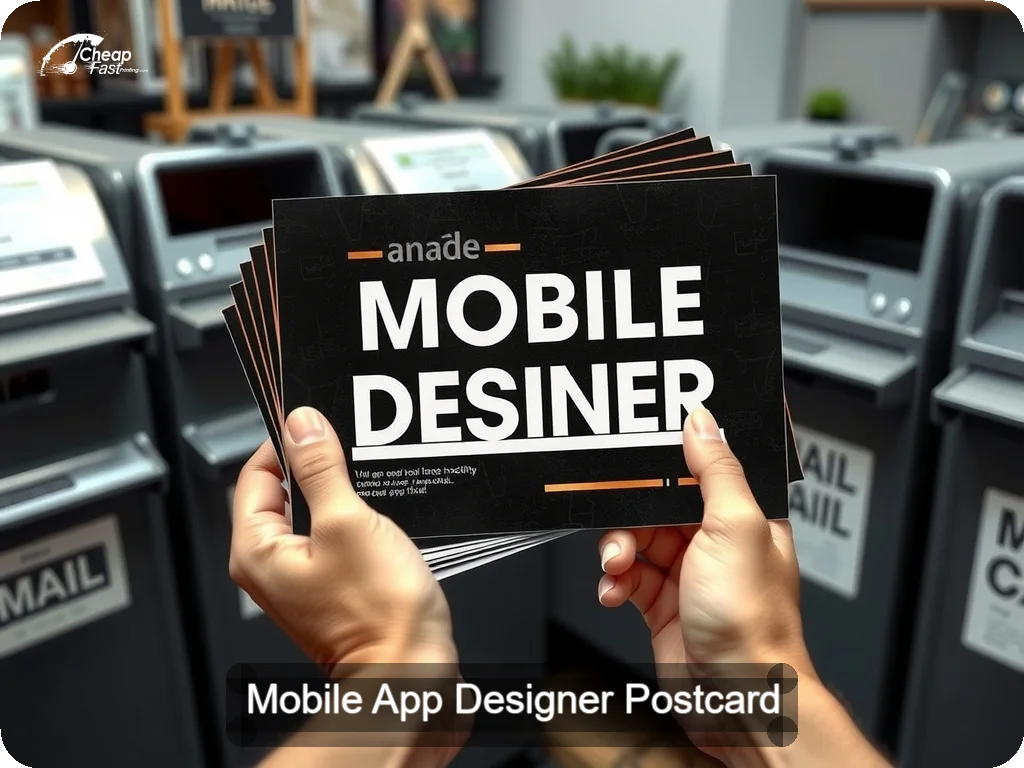 Mobile App Designer Postcard Sample 07 · 6.5" x 9" design sample