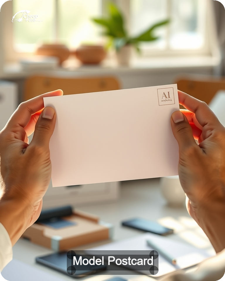 Model Postcard Sample 01 · 4.25" x 5.5" design sample