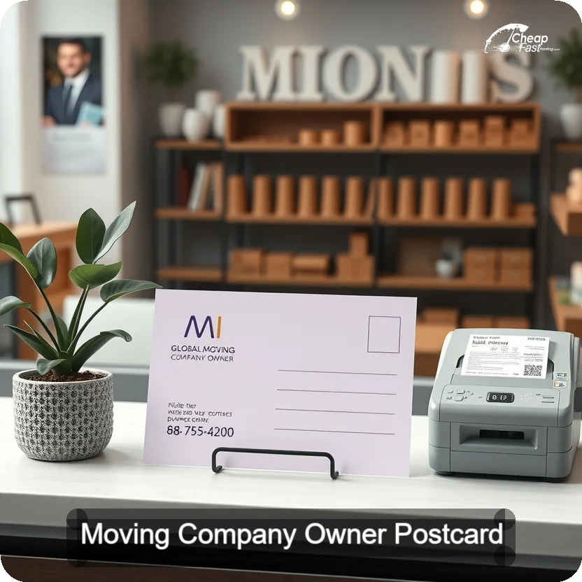 Moving Company Owner Postcard Sample 07 · 5" x 5" design sample