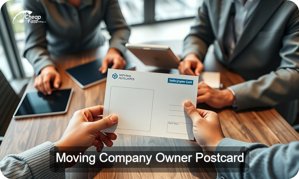 Moving Company Owner Postcard Sample 09 · 4" x 9" design sample