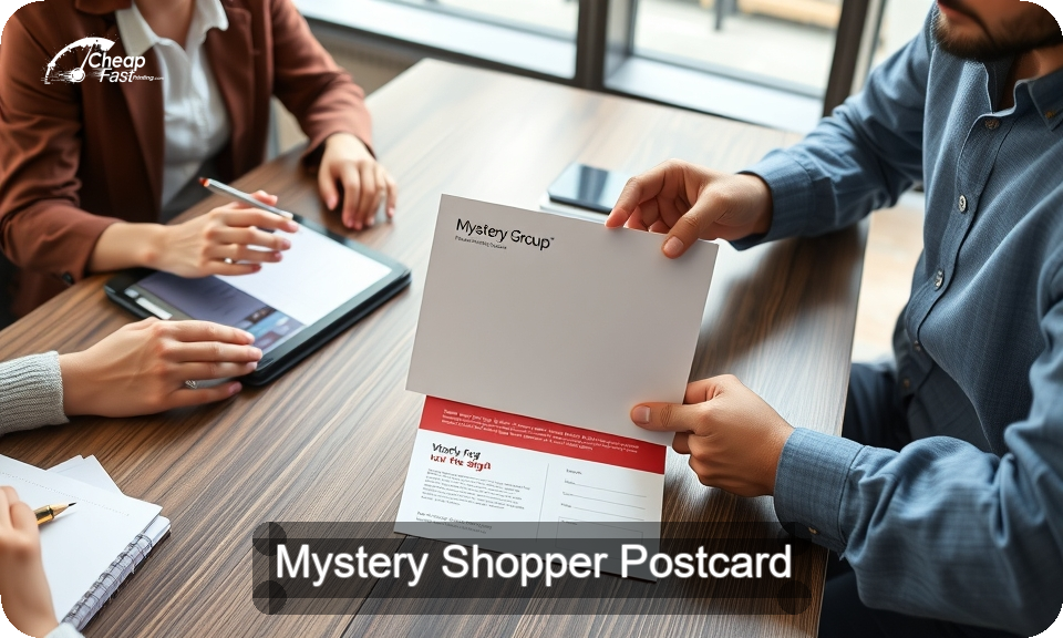 Mystery Shopper Postcard Sample 06 · 4" x 9" design sample