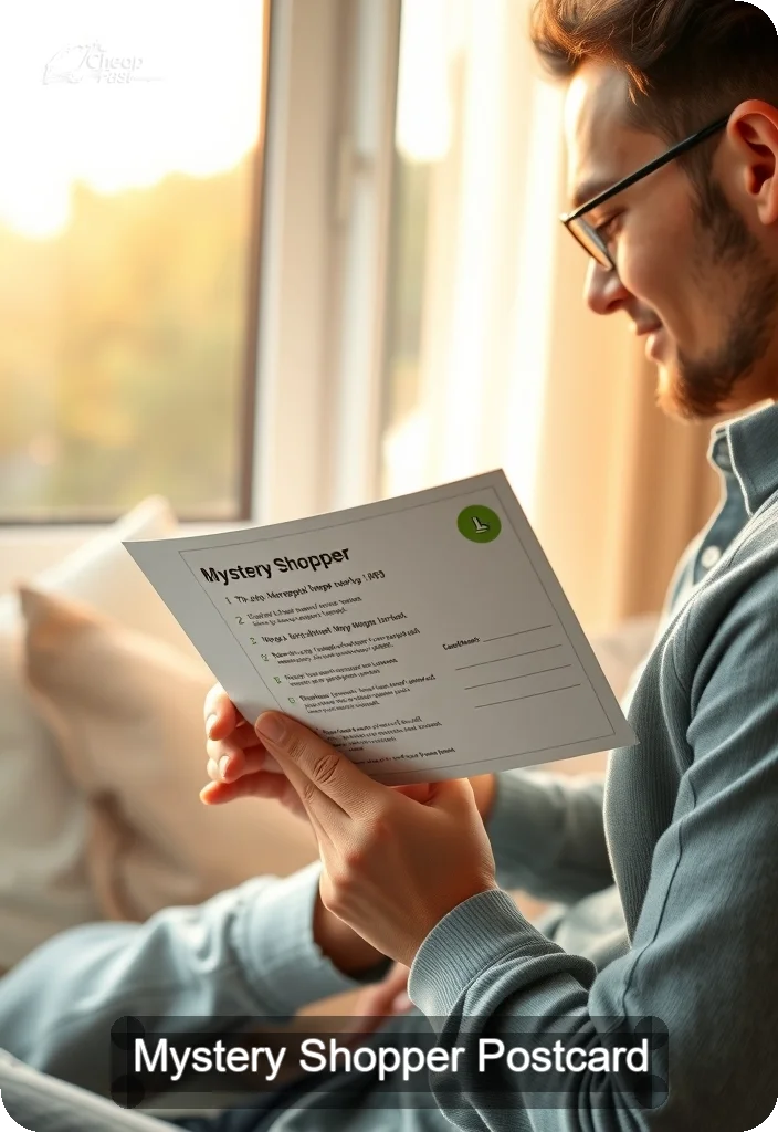 Mystery Shopper Postcard Sample 07 · 4.5" x 6.5" design sample