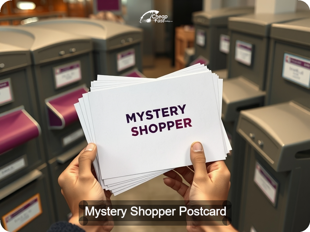 Mystery Shopper Postcard Sample 08 · 6.5" x 9" design sample