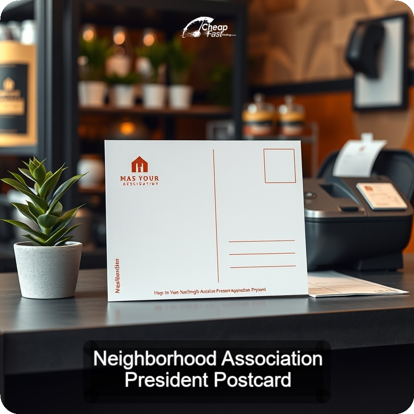 Neighborhood Association President Postcard Sample 04 · 5" x 5" design sample