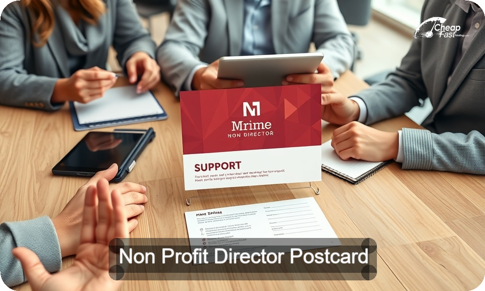 Non Profit Director Postcard Sample 03 · 4" x 9" design sample