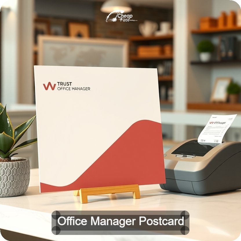 Office Manager Postcard Sample 01 · 5" x 5" design sample