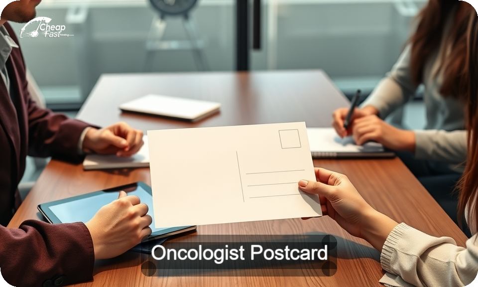 Oncologist Postcard Sample 06 · 4" x 9" design sample