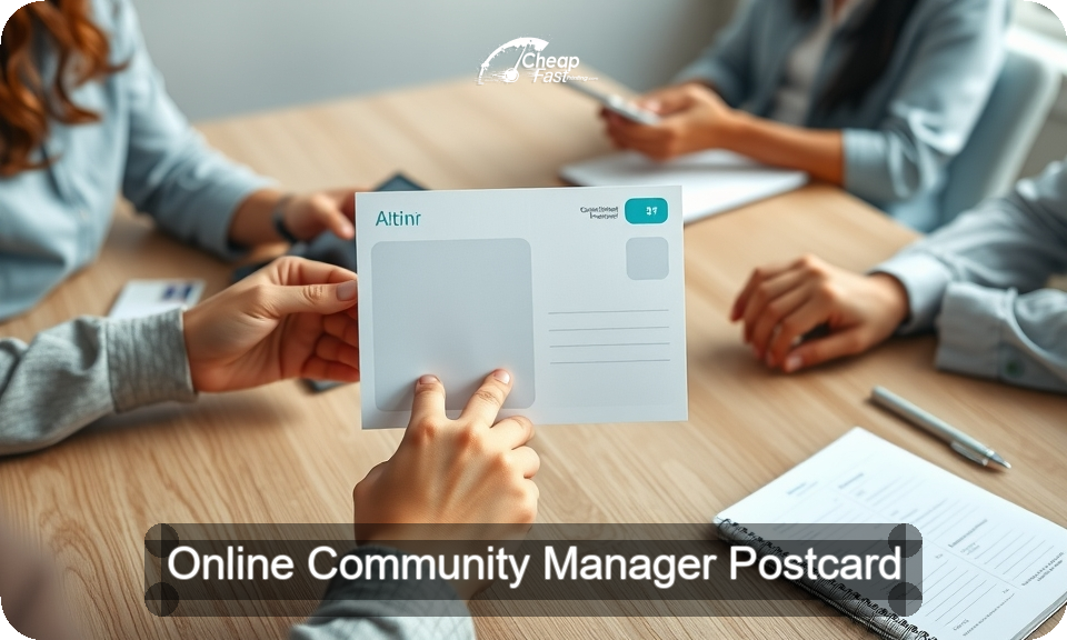Online Community Manager Postcard Sample 01 · 4" x 9" design sample