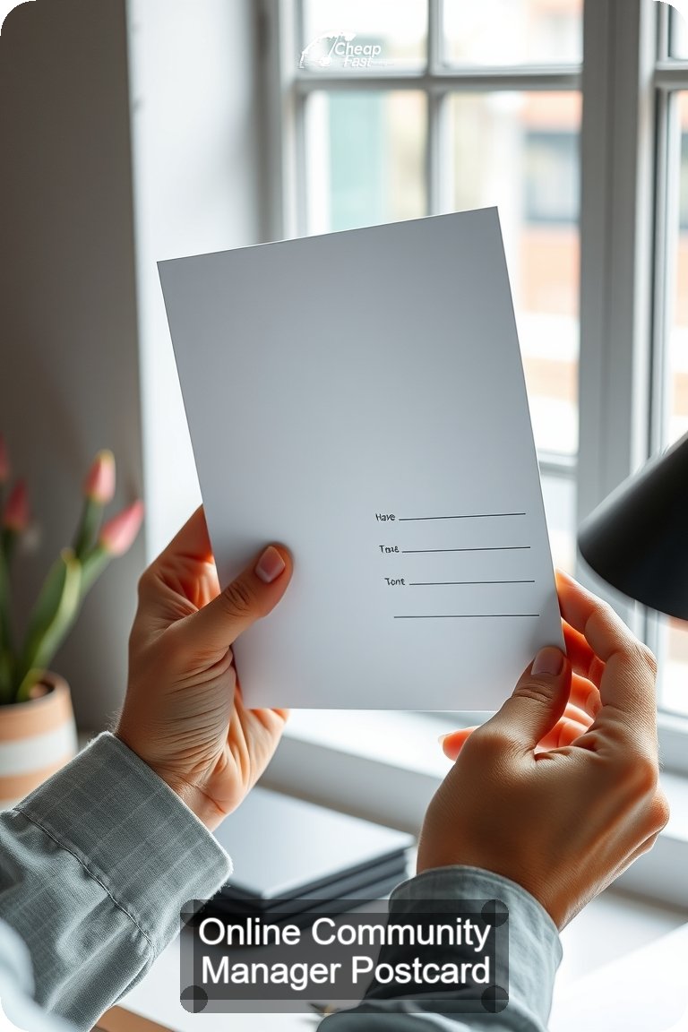 Online Community Manager Postcard Sample 04 · 4.5" x 11" design sample