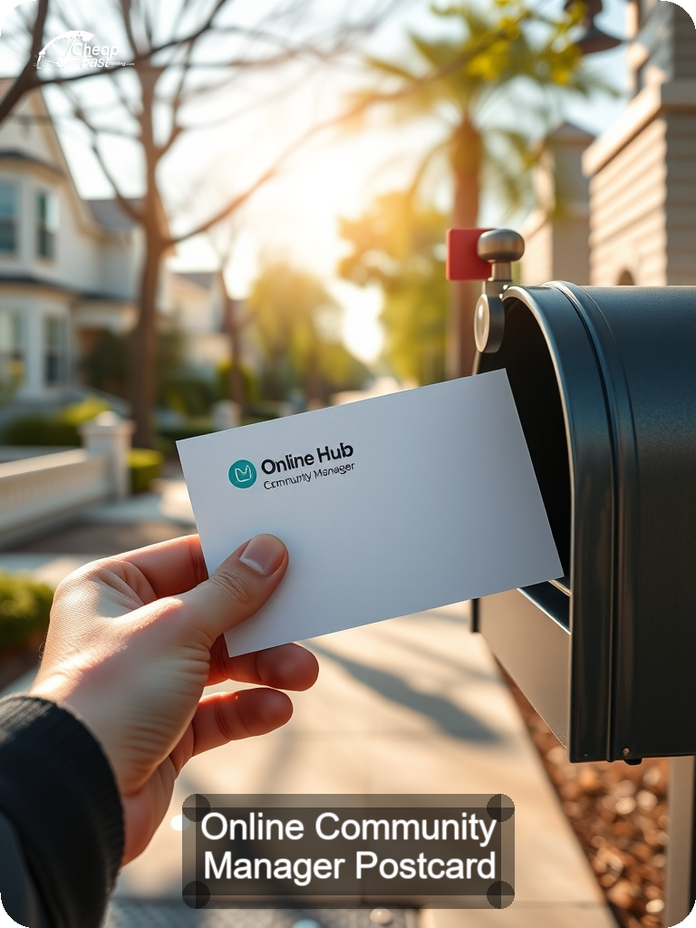 Online Community Manager Postcard Sample 06 · 5" x 7" design sample